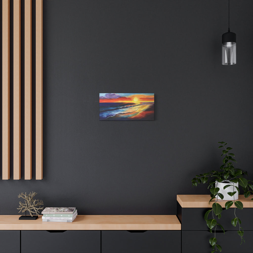 Sunset Seascape Canvas Wall Art — Vibrant Ocean Sunset Painting