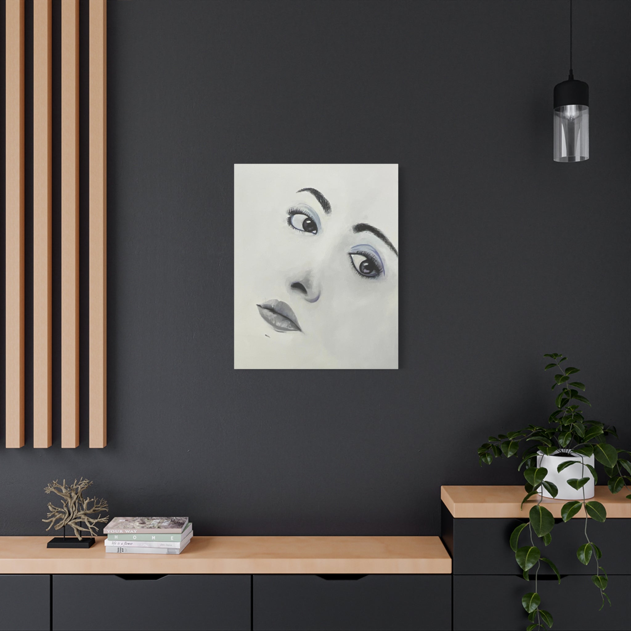 Moody Portrait Canvas Wall Art — Abstract Woman Face Painting