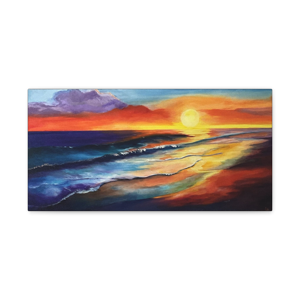 Sunset Seascape Canvas Wall Art — Vibrant Ocean Sunset Painting