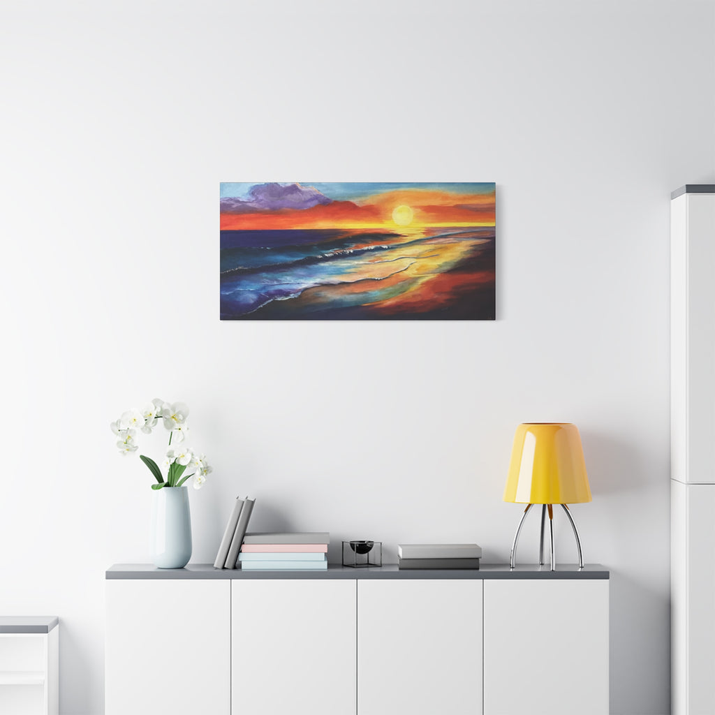 Sunset Seascape Canvas Wall Art — Vibrant Ocean Sunset Painting