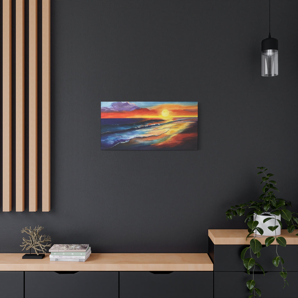 Sunset Seascape Canvas Wall Art — Vibrant Ocean Sunset Painting