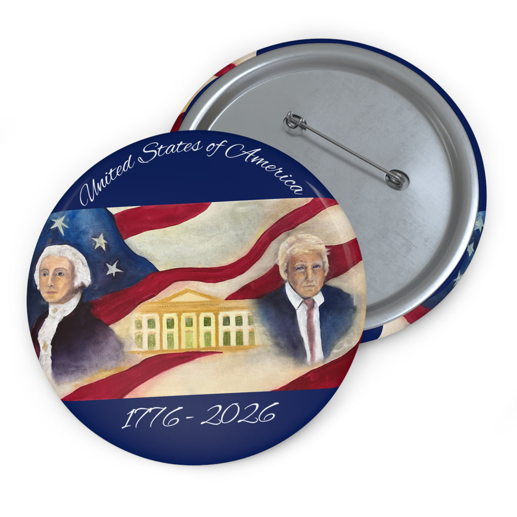 Political Commemorative Pin Button — "United States of America 1776–2026"