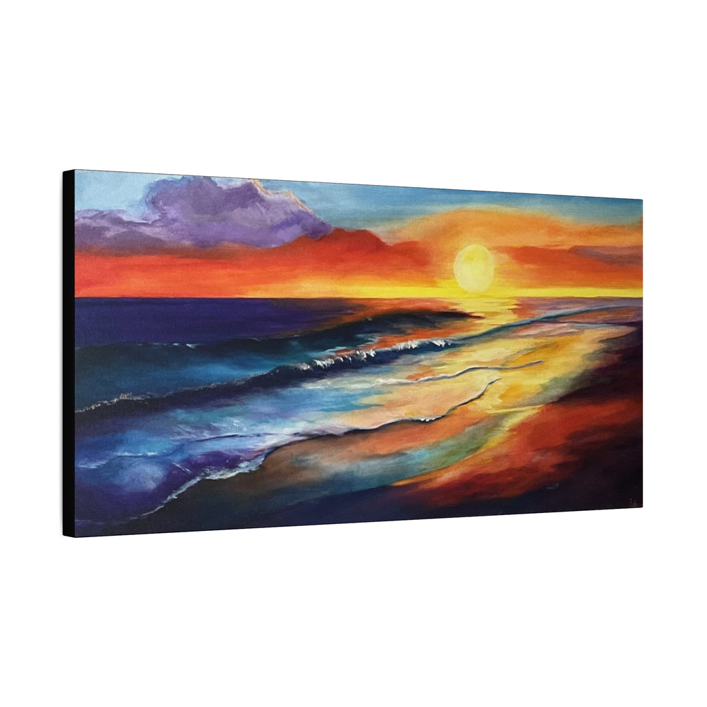 Sunset Seascape Canvas Wall Art — Vibrant Ocean Sunset Painting