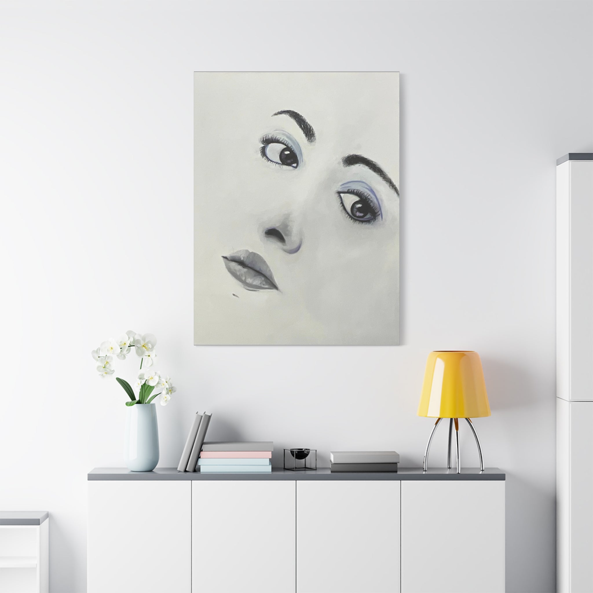 Moody Portrait Canvas Wall Art — Abstract Woman Face Painting