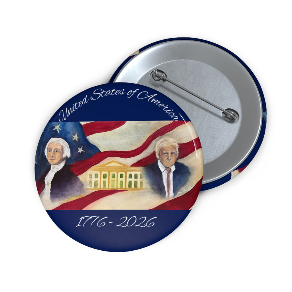 Political Commemorative Pin Button — "United States of America 1776–2026"