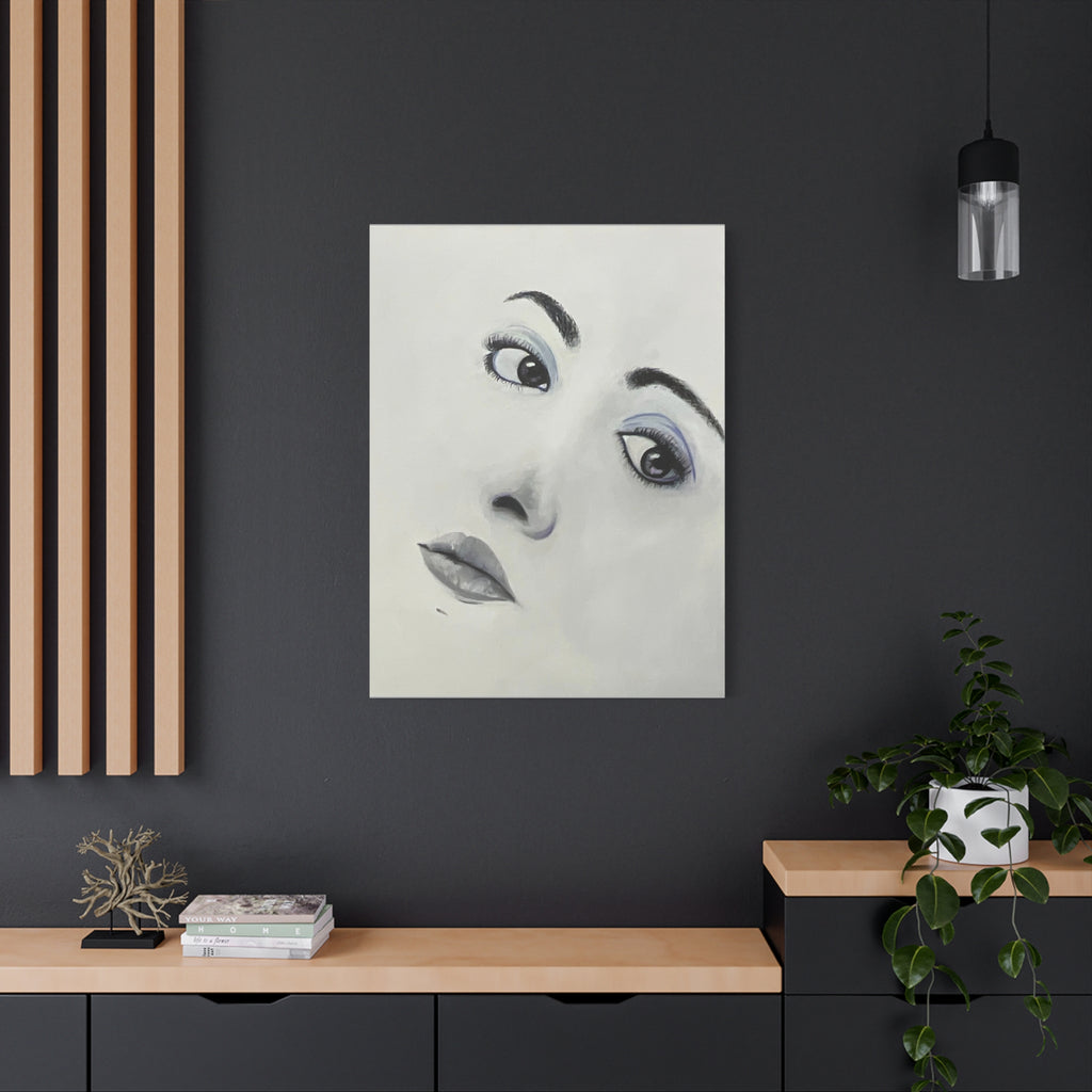 Moody Portrait Canvas Wall Art — Abstract Woman Face Painting