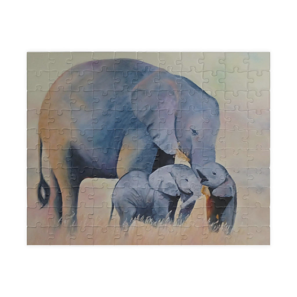 Elephant Family Jigsaw Puzzle — Serene Wildlife Art Puzzle (110–1014 pcs)