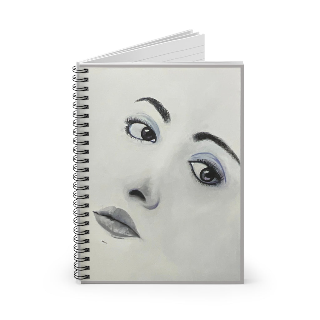 Portrait Face Spiral Notebook — Minimalist Monochrome Art Journal