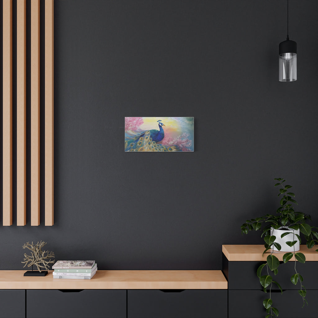 Peacock Canvas Wall Art — Colorful Stretched Matte Canvas Painting