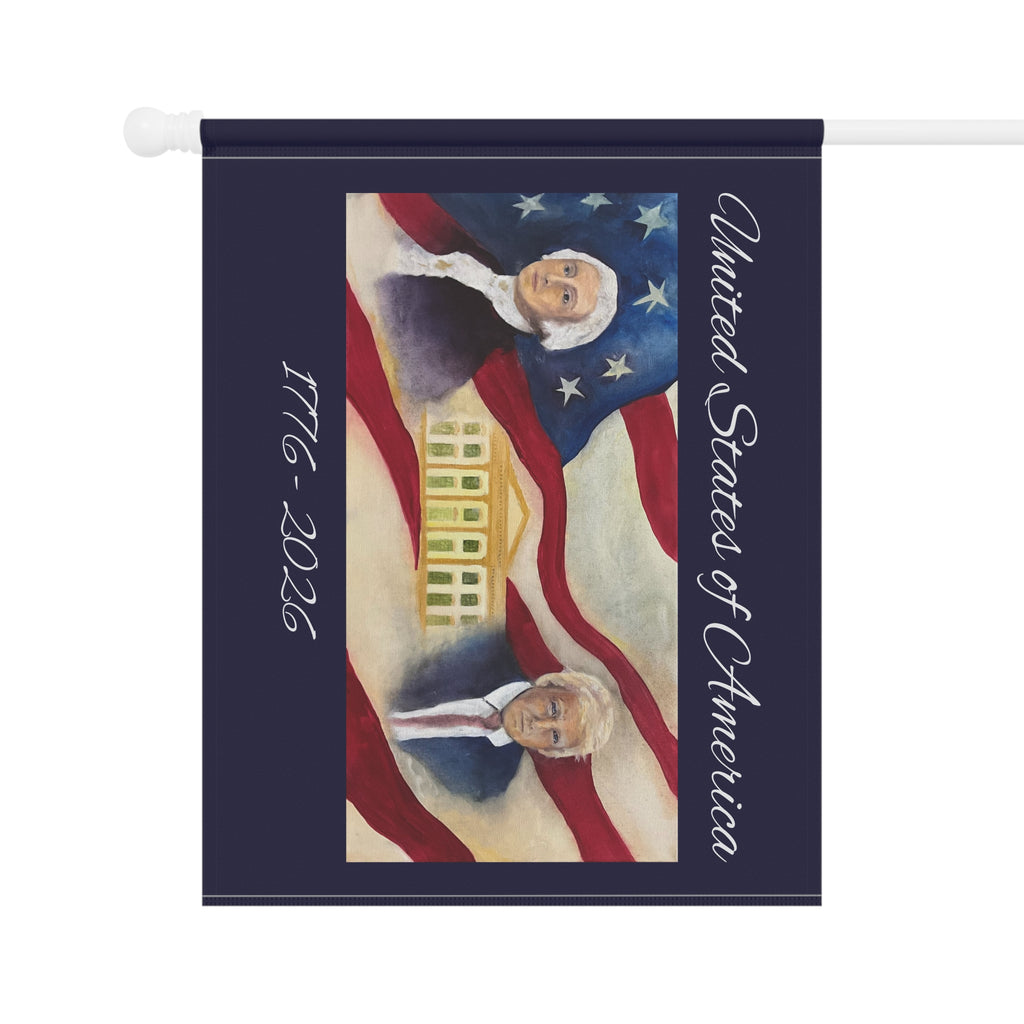 4th of July Garden Flag — Patriotic 1776-2026 White House & Presidents Banner