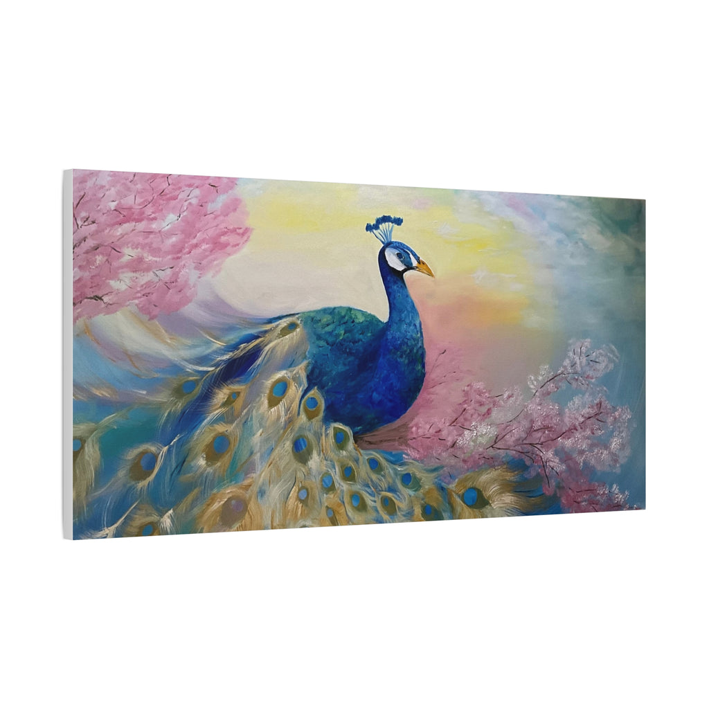 Peacock Canvas Wall Art — Colorful Stretched Matte Canvas Painting