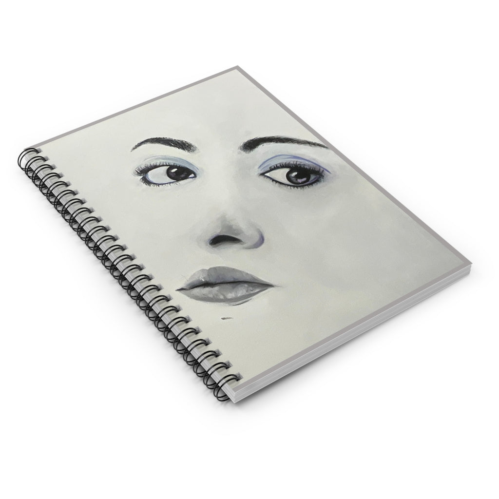 Portrait Face Spiral Notebook — Minimalist Monochrome Art Journal