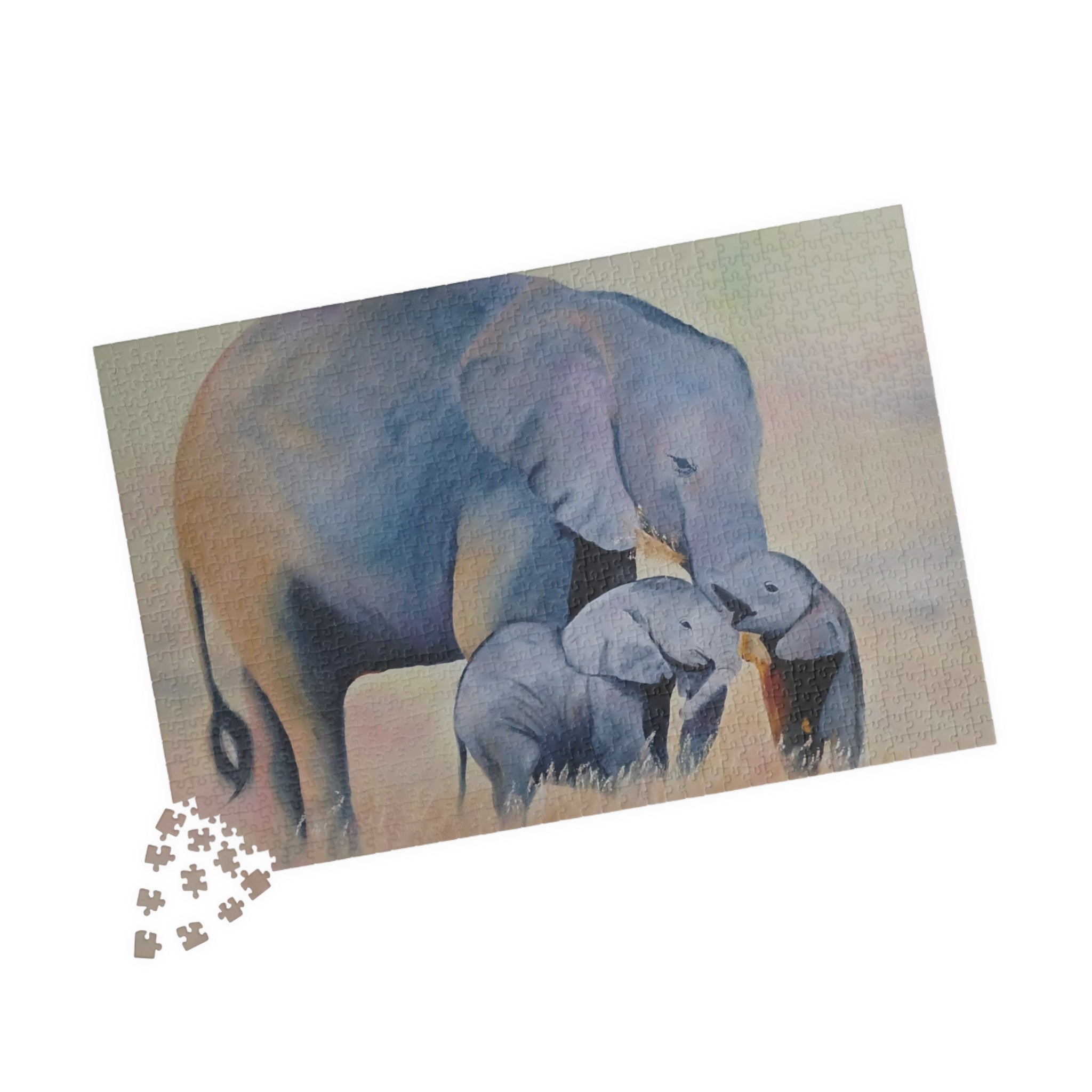 Elephant Family Jigsaw Puzzle — Serene Wildlife Art Puzzle (110–1014 pcs)
