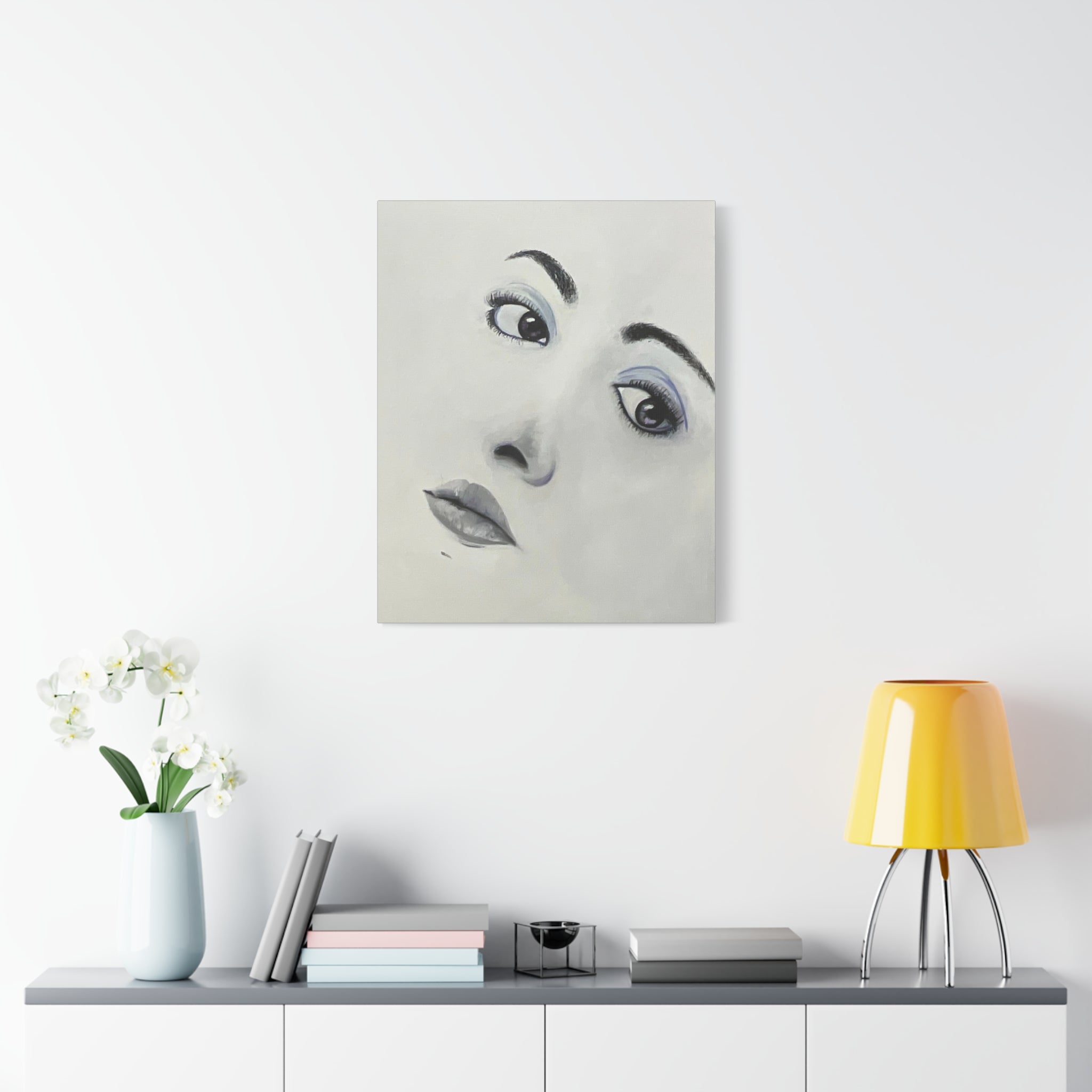 Moody Portrait Canvas Wall Art — Abstract Woman Face Painting