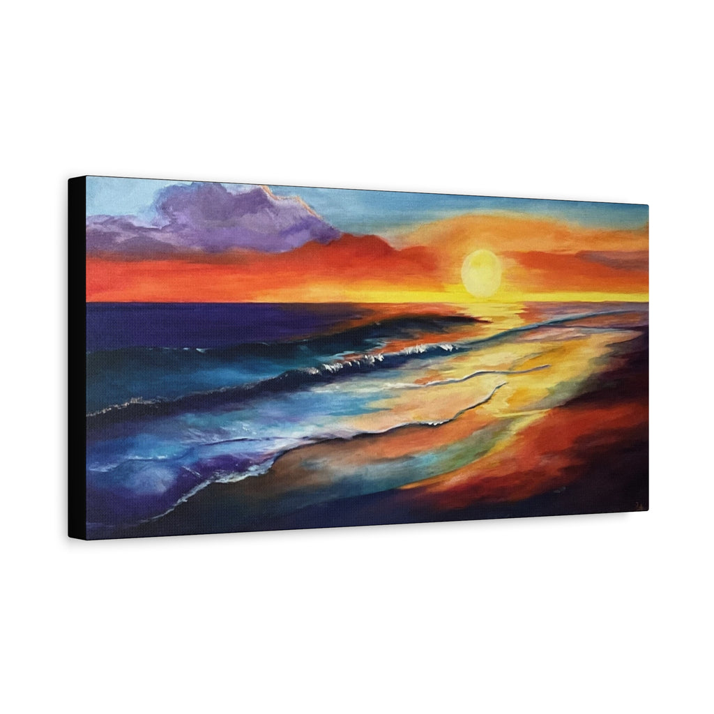 Sunset Seascape Canvas Wall Art — Vibrant Ocean Sunset Painting