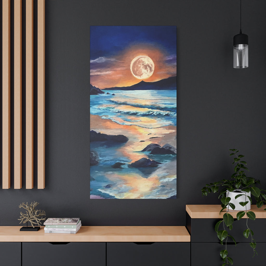 Moonlit Seascape Canvas Print — Stretched Matte Wall Art