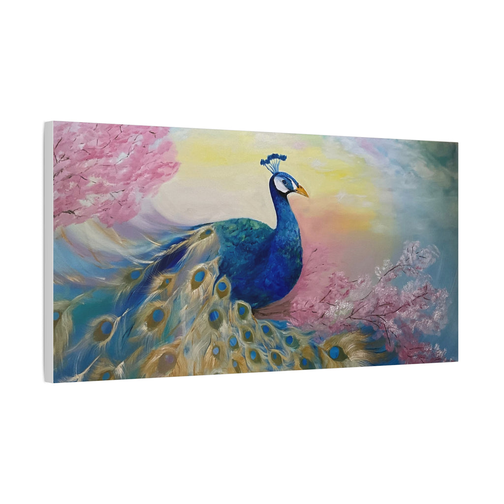 Peacock Canvas Wall Art — Colorful Stretched Matte Canvas Painting