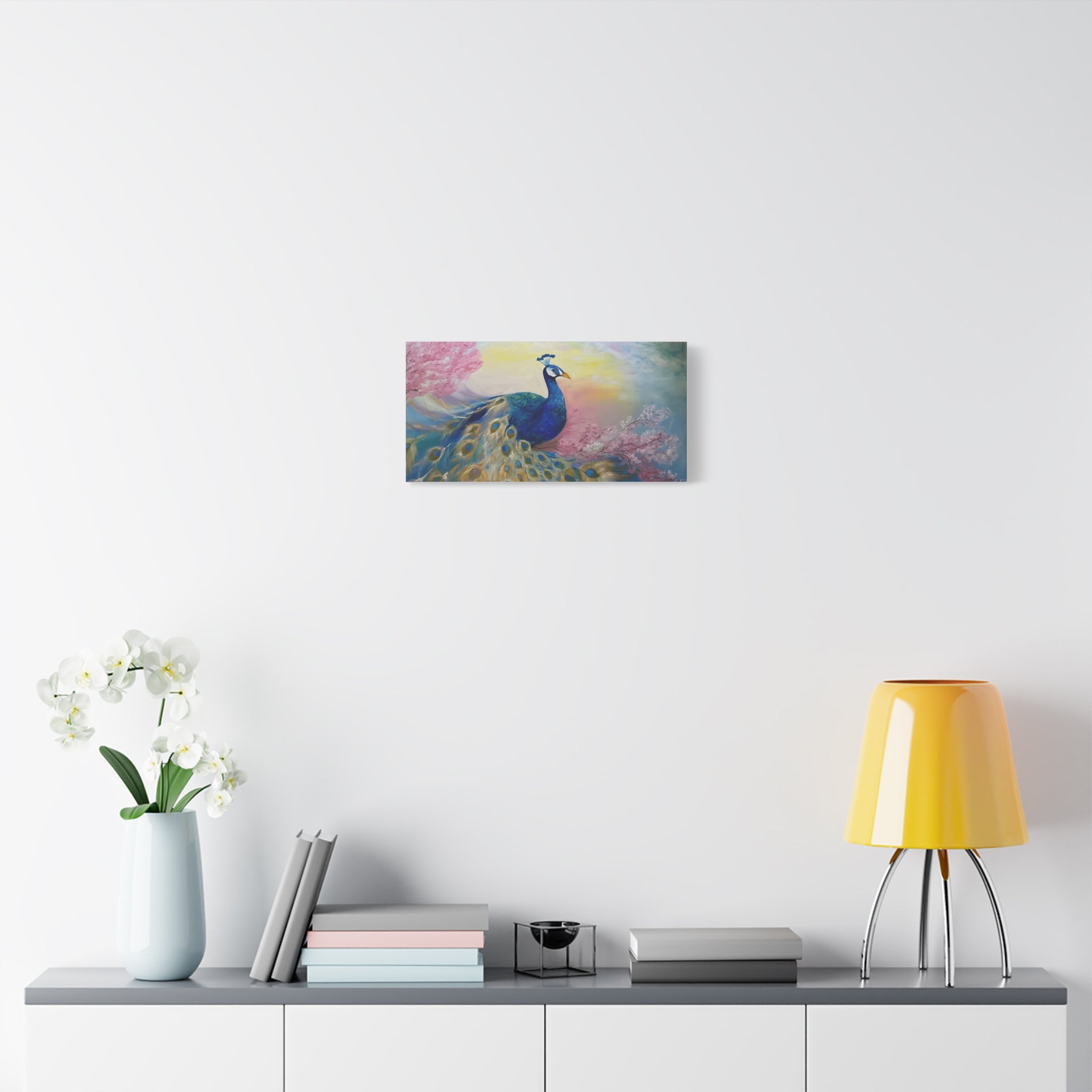 Peacock Canvas Wall Art — Colorful Stretched Matte Canvas Painting