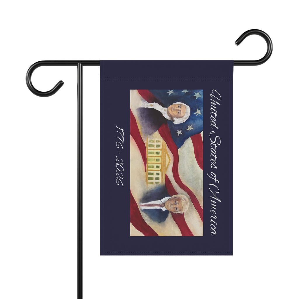 4th of July Garden Flag — Patriotic 1776-2026 White House & Presidents Banner