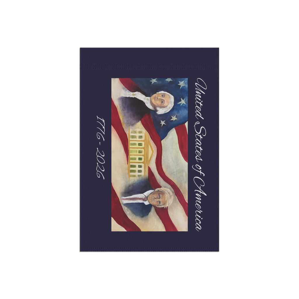 4th of July Garden Flag — Patriotic 1776-2026 White House & Presidents Banner