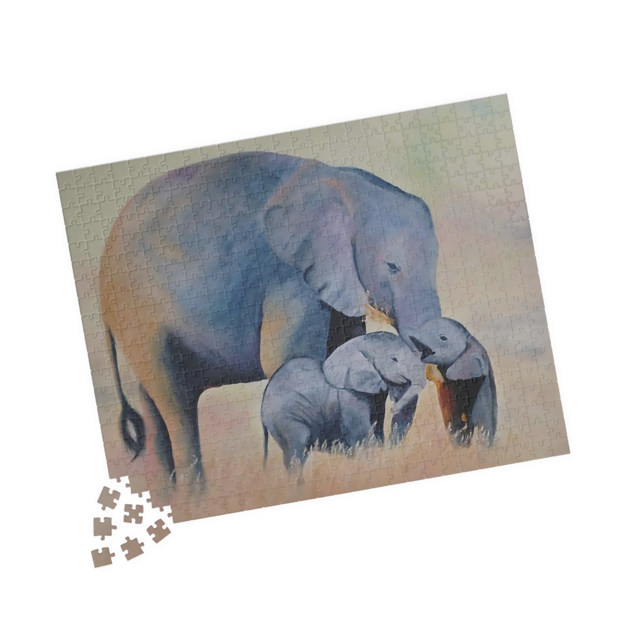 Elephant Family Jigsaw Puzzle — Serene Wildlife Art Puzzle (110–1014 pcs)