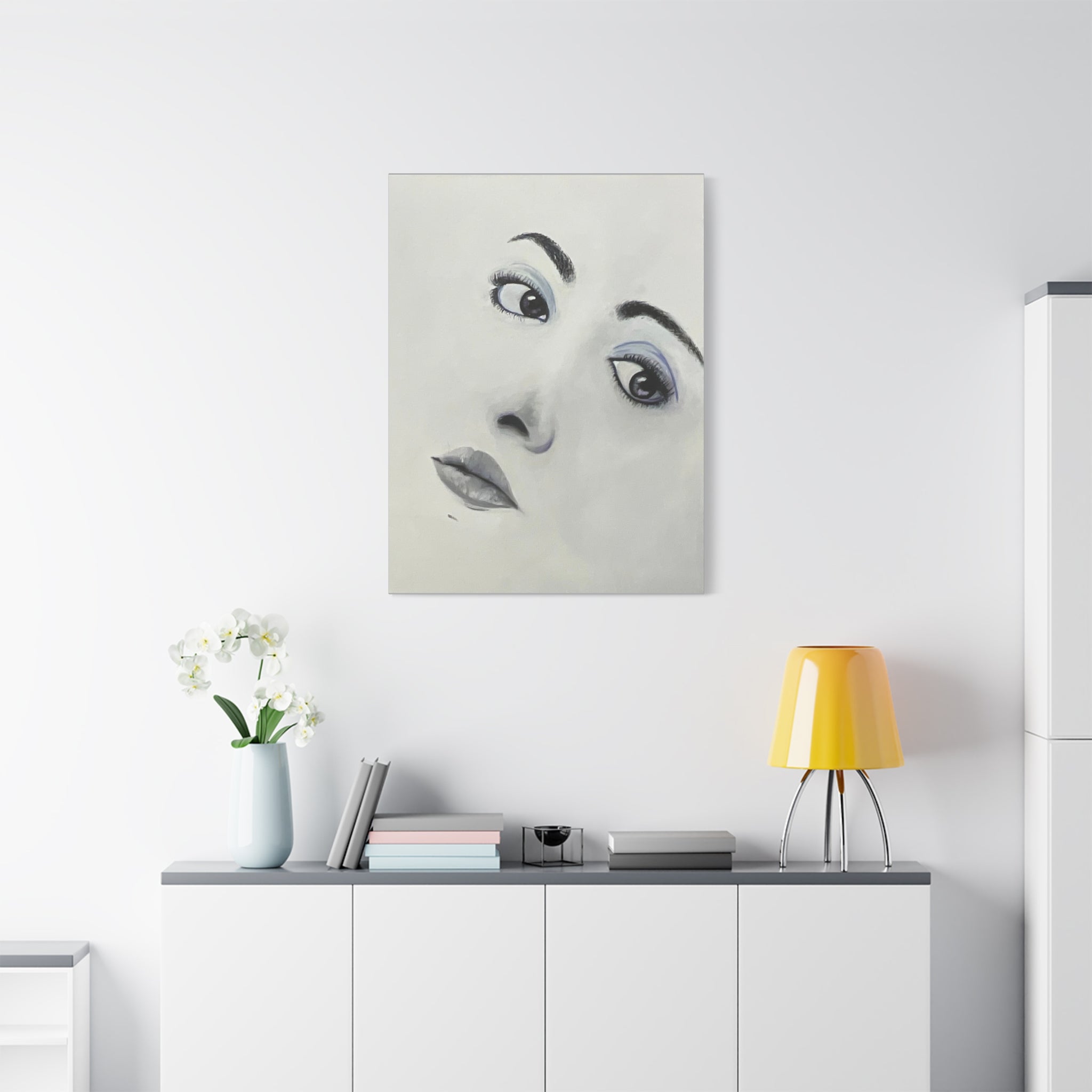 Moody Portrait Canvas Wall Art — Abstract Woman Face Painting