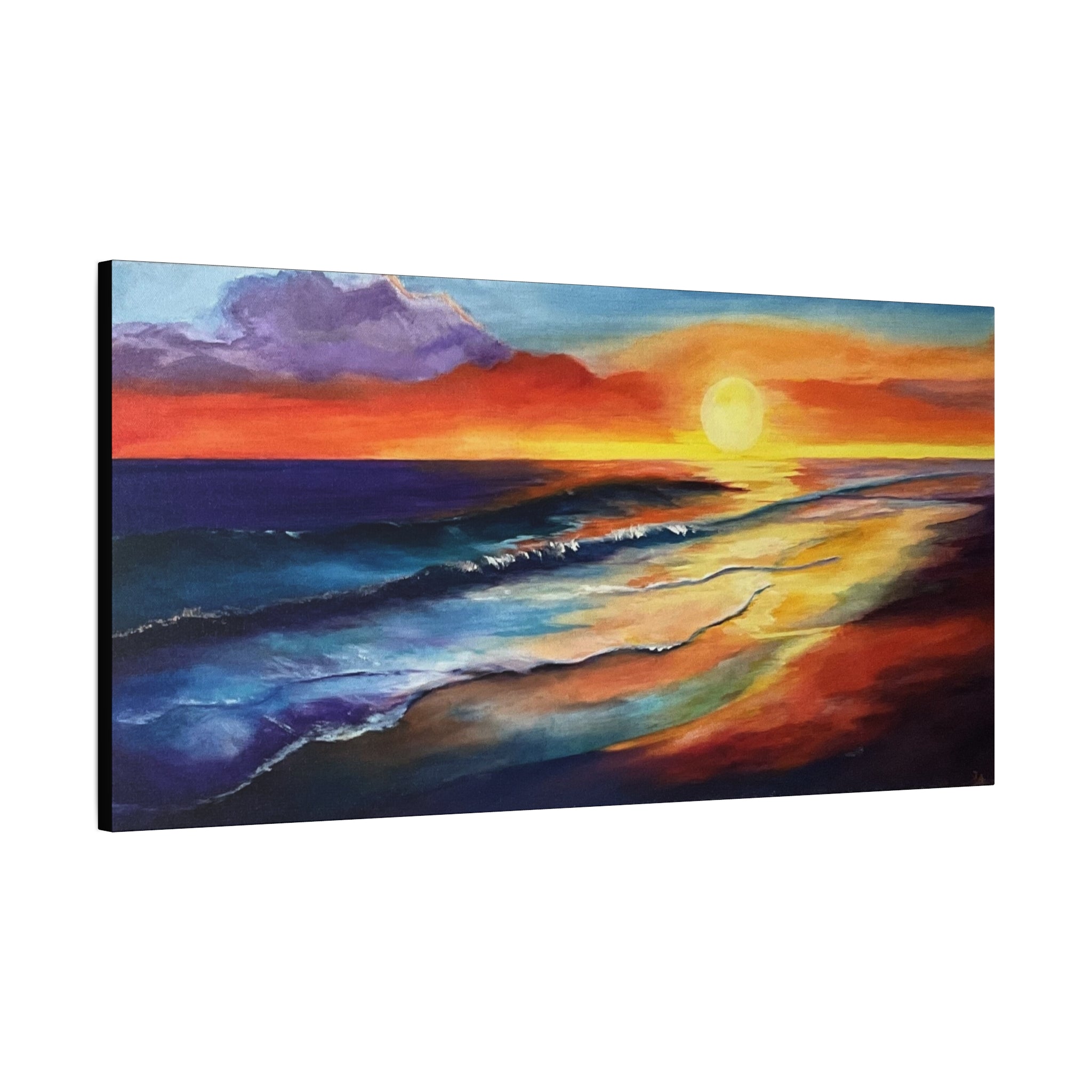 Sunset Seascape Canvas Wall Art — Vibrant Ocean Sunset Painting