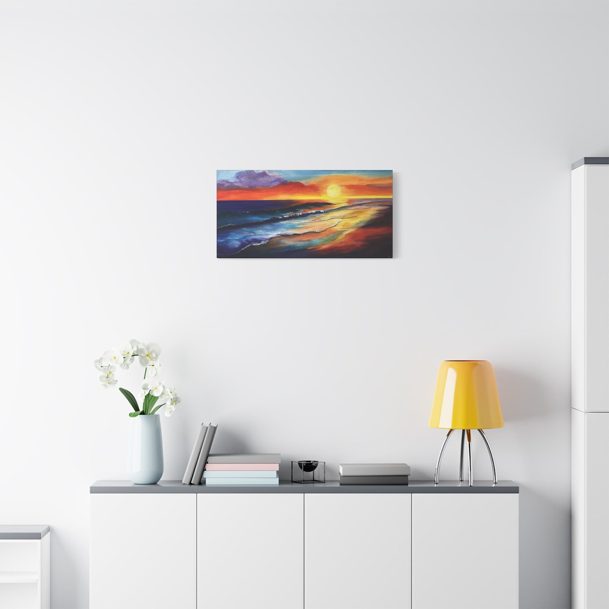 Sunset Seascape Canvas Wall Art — Vibrant Ocean Sunset Painting