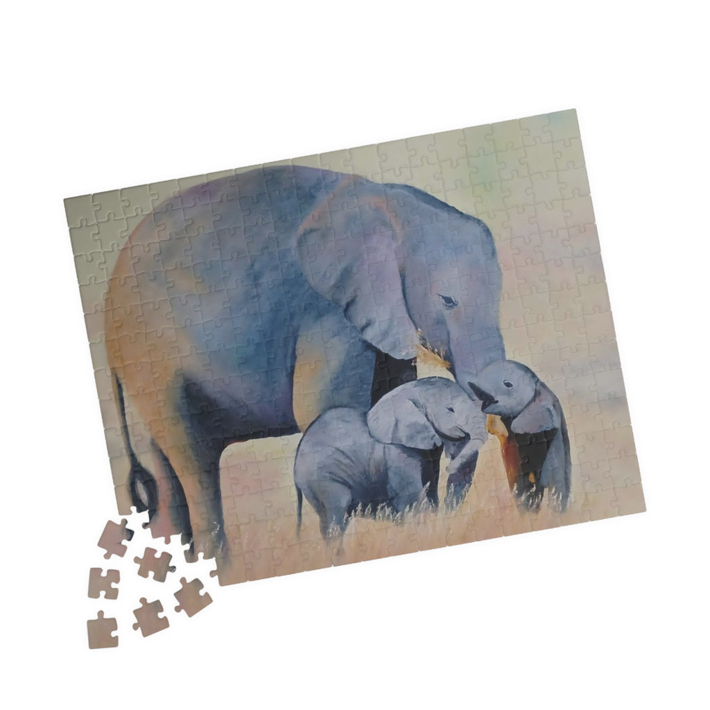 Elephant Family Jigsaw Puzzle — Serene Wildlife Art Puzzle (110–1014 pcs)