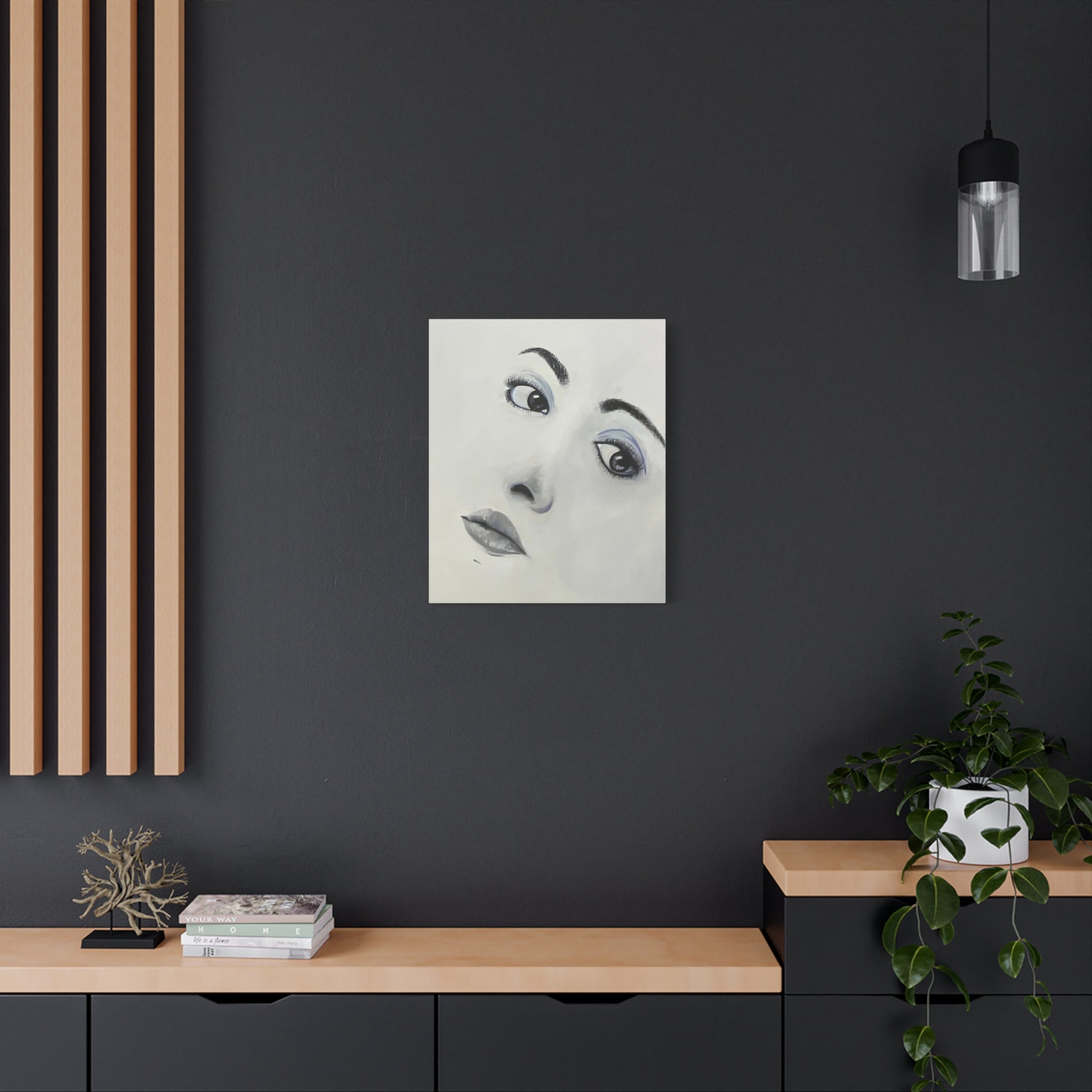 Moody Portrait Canvas Wall Art — Abstract Woman Face Painting