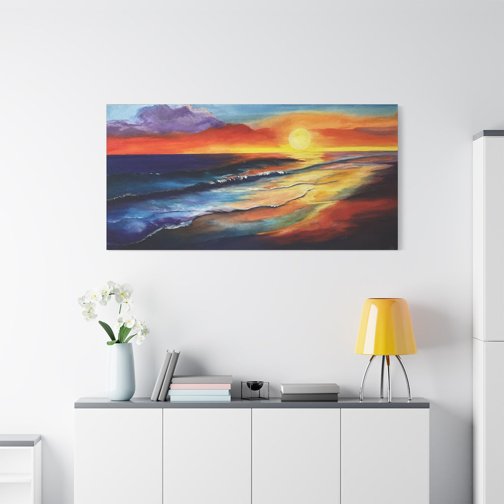 Sunset Seascape Canvas Wall Art — Vibrant Ocean Sunset Painting