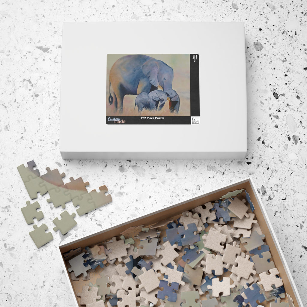 Elephant Family Jigsaw Puzzle — Serene Wildlife Art Puzzle (110–1014 pcs)