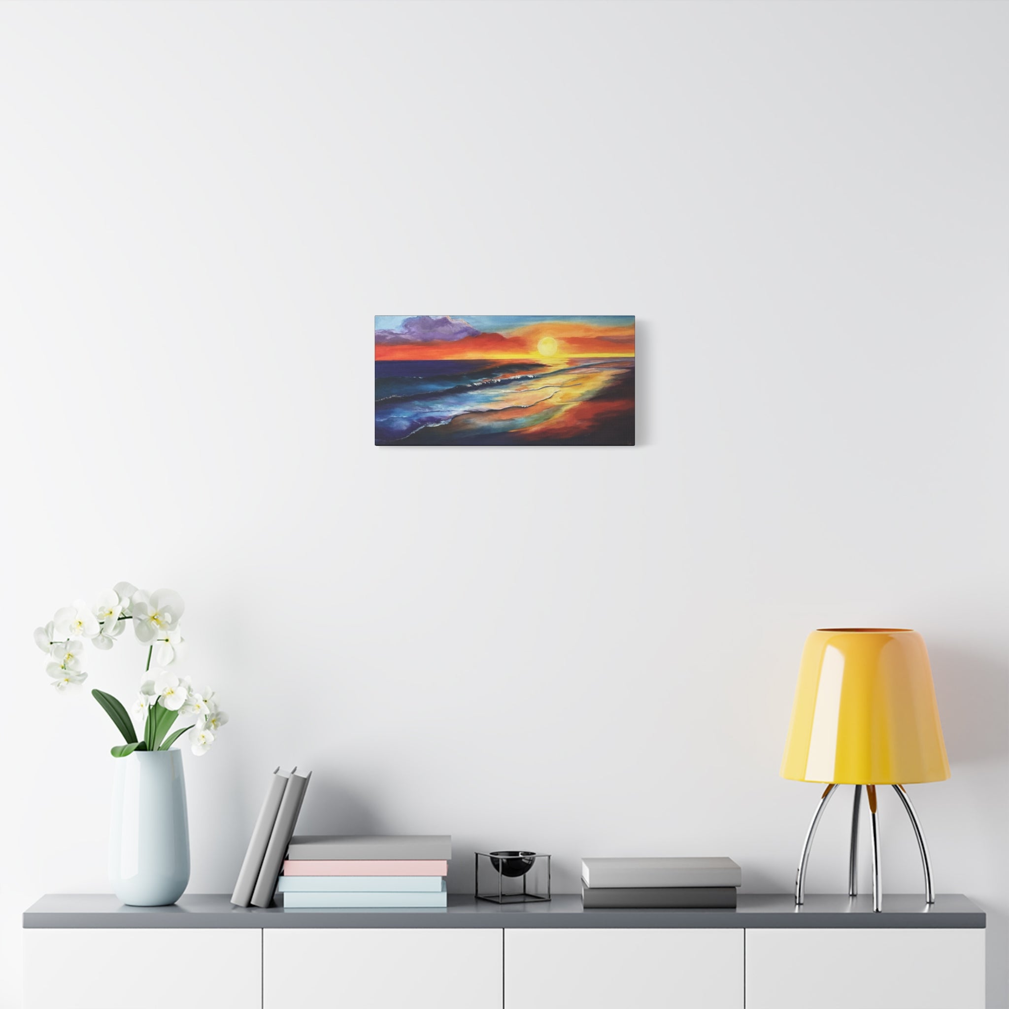 Sunset Seascape Canvas Wall Art — Vibrant Ocean Sunset Painting